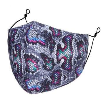 Designer Cotton Face Mask - Purple Snake - Face Covering - Reusable