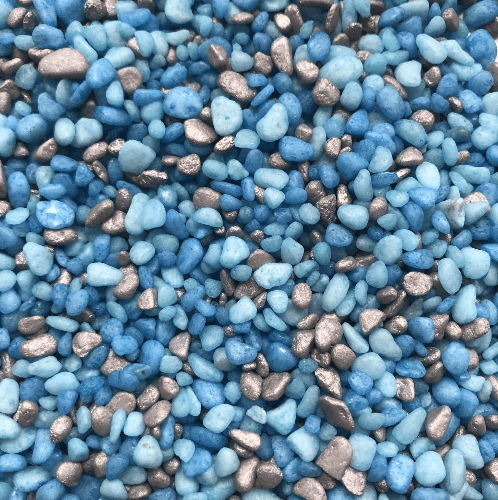 Designer Miniature Decorative gravel - Bright Ocean Mix - Blue & Silver.