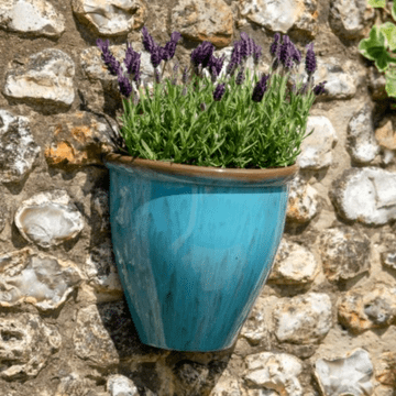 Drip Glaze Wall Planter - Light Sea Blue - Made From Recycled Plastic & Stone