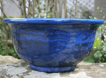 Eco Garden Glazed Planter Bowl/Mini Pond - Midnight Blue - Large 40cm
