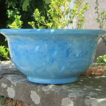 Eco Garden Glazed Planter Bowl/Mini Pond - Pail Blue Swirl- 40cm