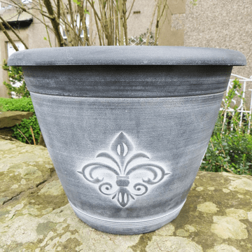 Eco Planter - 10" Fleur De Lys Planter - Slate - 25.5cm