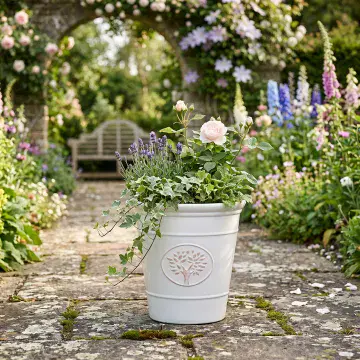Eco Planter - Cream Tree of Life - Recycled Plastic Planter - 40cm