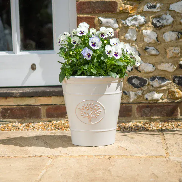 Eco Planter - Cream Tree of Life - Recycled Plastic Planter - 40cm.