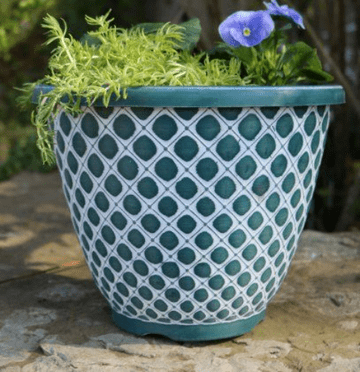 Eco Planter - Green & White Bell Quilt Pot - 28cm