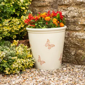 Eco Planter - Off White Butterfly Planter - Recycled Plastic Planter - 40cm