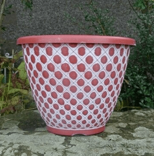 Eco Planter - Terracotta & White Bell Quilt Pot  - 28cm (1).
