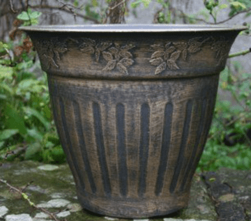 Eco Pot - 11.5" Floral Fluted Planter - Metallic Gold - 29.5cm