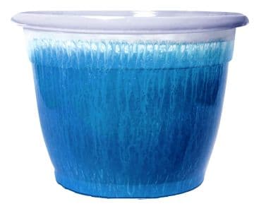 Eco Pot - Recycled Plastic Plant Pot in Waterfall Blue Drip Colour - 40cm
