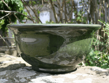 Eco  Recycled Plastic Garden Glazed Planter/Mini Pond -  Bowl - Olive Green - Large 40cm
