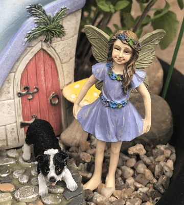 Emily - Vintage Style Garden Fairy on a metal stake - Standing fairy with purple dress