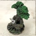 Enchanted Forest -  Green Tree man Miniature - reading a book.