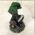 Enchanted Forest -  Green Tree man Miniature - reading a book.