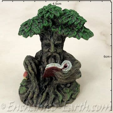 Enchanted Forest - Green Tree Man Miniature - reading a book