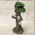Enchanted Forest -  Green Tree Man Miniature - with Crystal Ball.