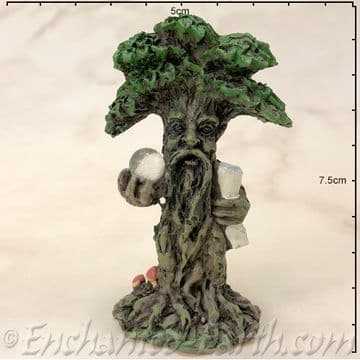 Enchanted Forest - Green Tree Man Miniature - with Crystal Ball