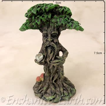 Enchanted Forest - Green Tree Man Miniature - with scroll on the left