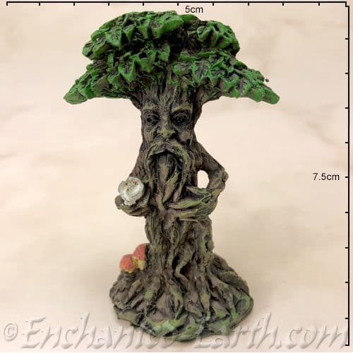 Enchanted Forest - Green Tree Man Miniature - with scroll on the left.
