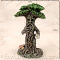 Enchanted Forest -  Green Tree Man Miniature - with scroll  on the  right.