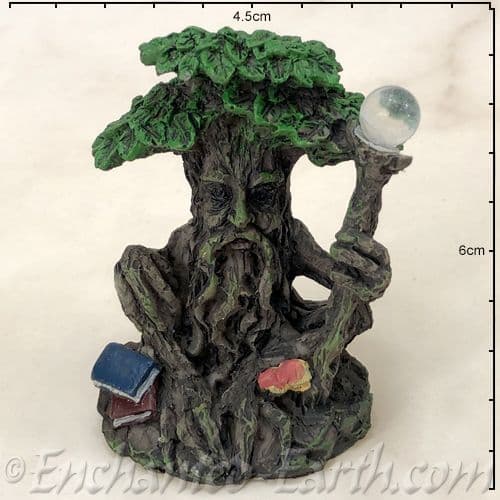 Enchanted Forest -  Green Tree man Miniature - with Staff & closed book.