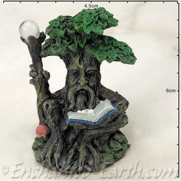Enchanted Forest - Green Tree Man Miniature - with Staff reading a book