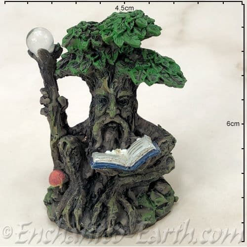 Enchanted Forest -  Green Tree man Miniature - with Staff reading a  book.