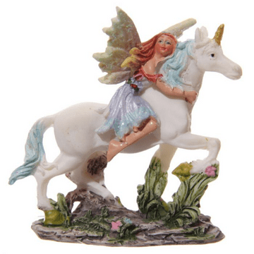 Enchanted Garden Fairy Riding a Unicorn - Blue