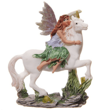 Enchanted Garden Fairy Riding a Unicorn - Blue & Green