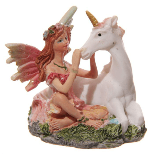 Enchanted Garden Fairy  Riding a Unicorn - Pail Pink.