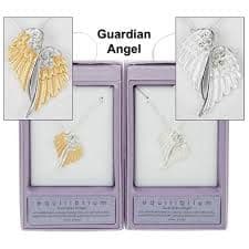 Equilibrium - Diamante Guardian Angel- Angel Wings Silver Plated Necklace - Choose from two colours