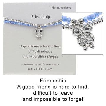 Equilibrium -Double Message Bracelet - Friendship- Owl