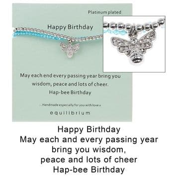 Equilibrium -Double Message Bracelet - Happy Birthday -Bee