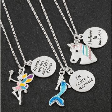 Equilibrium - Girls Mystical Charm Necklace -Choose from Mermaid, Fairy or Unicorn