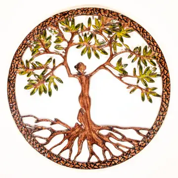 Fair Trade - Goddess Tree of Life  wall plaque - 100% Recycled Metal