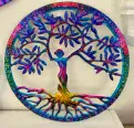 Fair Trade - Rainbow Goddess Tree of Life  wall plaque - 100% Recycled Metal.