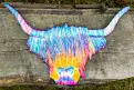 Fair Trade - Rainbow Highland Cow  wall plaque - 100% Recycled Metal.