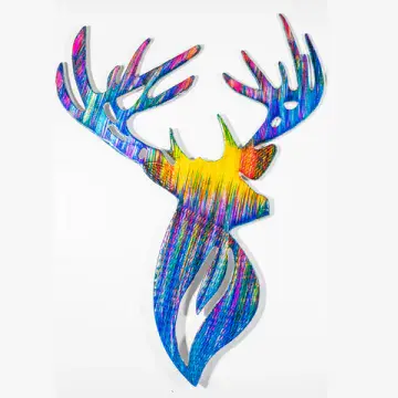 Fair Trade - Rainbow Stag wall plaque - 100% Recycled Metal