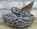 Fairy Bird Nest Dish -  Bronze Effect - 17cm.