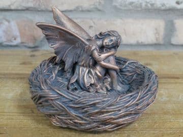 Fairy Bird Nest Dish - Bronze Effect - 17cm