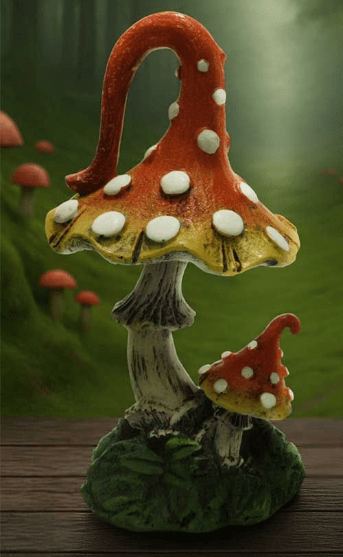 Fairy Garden Large Mushroom- Orange Woodland Whimsies - 12.5cm.