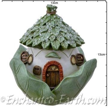 Fairy Garden Leaf Cottage - Fairy House & Bank - 13cm