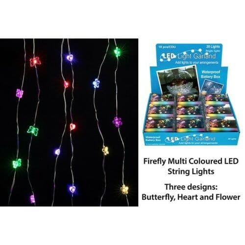Fairy Garden Mini LED waterproof Lights - Butterfly, flower or Heart.