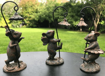 Fairy Mice - Antique Bronzed Resin Garden Ornament - 12cm