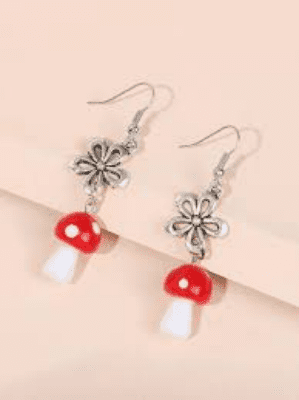 Fairy Toadstool & Flower Earrings - 5cm