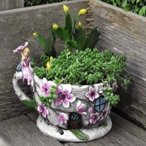 Fiddlehead Cherry Blossom Tea Cup Planter.