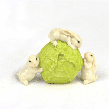 Fiddlehead Fairy Garden - 3 Bunnies with Cabbage