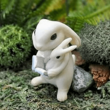 Fiddlehead Fairy Garden Bunny with book & baby