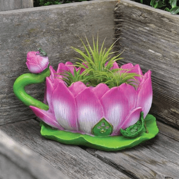 Fiddlehead Lotus Flower Tea Cup Planter