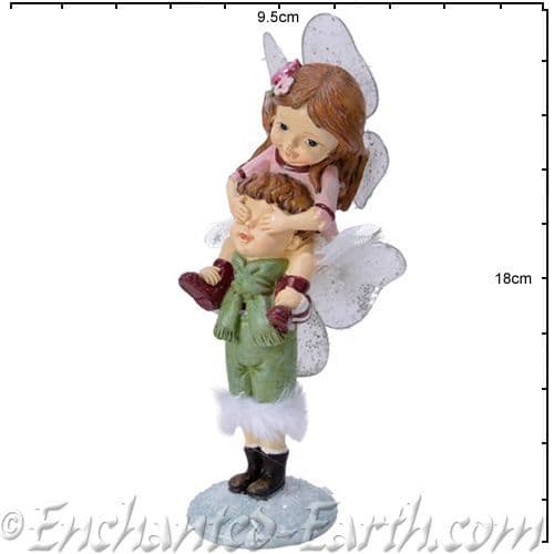 Christmas Flower Fairies - Rose & Robin - Piggy Back Ride - 16.5cm.