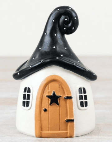 Folk Art Toadstool Fairy House - Black - 13cm